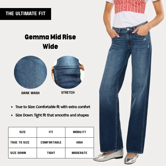 [THE ULTIMATE FIT] KANCAN - Gemma Essentials Women's Denim Mid Rise Wide