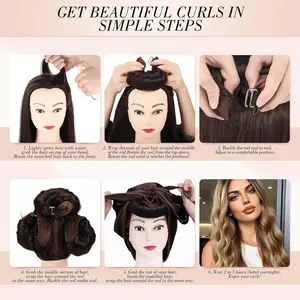 No Heat Curling Iron Lazy Sleep Big Wave Hair Roller Set, Heatless Hair Curlers, Velvet Hair Styling Tool, Silk Scarf Hair Curler for Medium Long Hair, Heatless Curling Rod, Wavy Curls