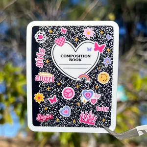 90's Nostalgia Composition Notebook Waterproof Sticker for Laptops & More | Great Gift Idea for Mom, Best Friend, Sister, or Daughter