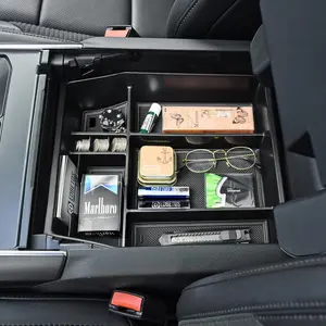 Center Console Organizer Compatible with Ford F150 2021-2023 Accessories (40/Console/40 Front-Seats ONLY) F-150 Armrest Box Interior Pallet Secondary Storage Box Insert Tray, Black