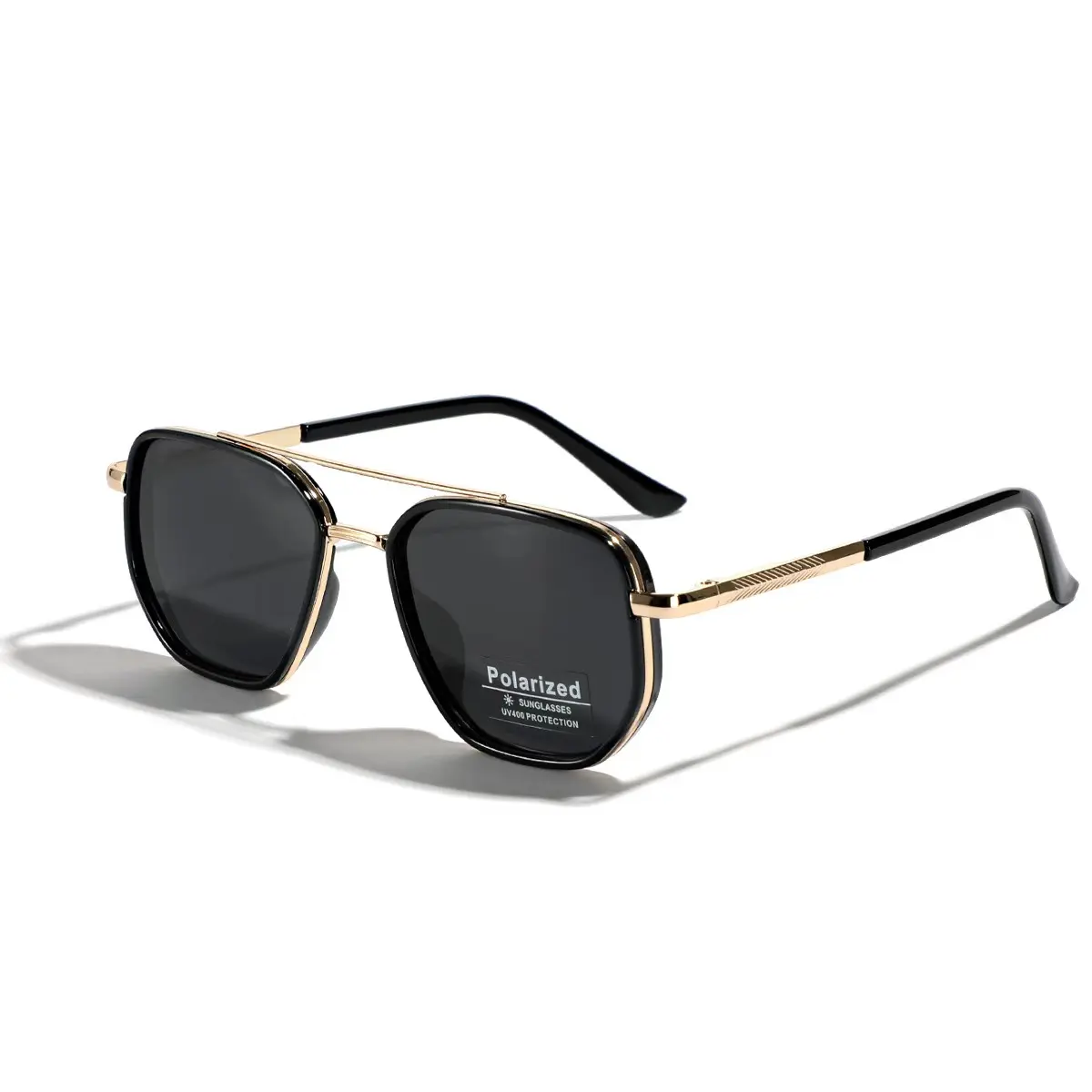 Travel sunglasses gold fashion geometric frame sun protection glasses trendy accessories