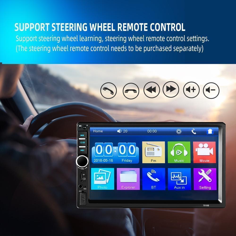 Double Din Car Stereo Car Radio with Bluetooth 7 Inch Touch Screen FM Radio Link USB 2 Din Car Audio Receiver Remote Control Steering Wheel Control Backup Camera