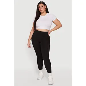 Plus Size Mesh Detail Cell Phone Pocket Leggings