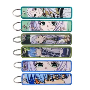 Anime Couple Embroidery Motorcycle Cars Keychain Key Holder Key Fobs Keyring Key Tags Chaveiro Jewelry 1pc