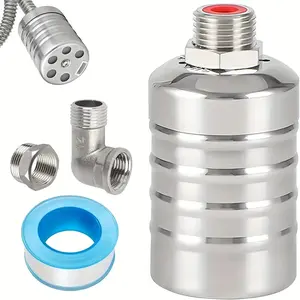 Float Valve, 1/2" To 3/4'' Water Float Valve, 304 Stainless Steel Fully Automatic Water Level Control Float Valve, Automatic Water Level Controller For Water Tank, for Pool, Water Tank, Livestock Troughs, , Distiller