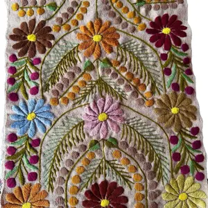 Colorful Embroidered Table Runner with Vibrant Floral Design Made in Mexico with Love