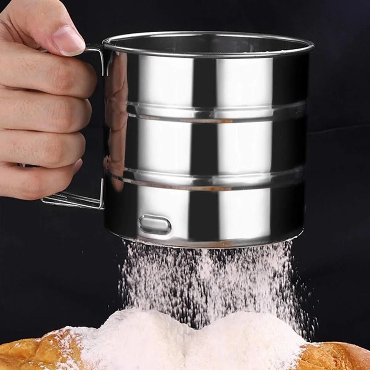 1 Piece Stainless Steel Flour Sifter, Flour Sieve With Handle, Household Kitchen Baking Utensil, Baking Tools, Baking Supplies