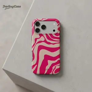 DarlingCase Red Romantic Stripes Cute Glossy Protective Case for iPhone 17 Pro Max 16 Pro 15 14 13 12 Durable Silicone Double Layer Protective Cover Perfect Gift for Girls