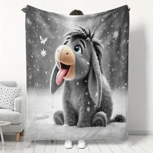 Adorable Donkey Ear Snow Rug, Perfect Home Use, Festival Gift Blanket, Cute Design, Suitable for All Seasons, 1 Piece