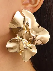 Statement Chunky Gold Large Silver Earrings for Women Trendy, Big Irregular Geometric Dainty Liquid Metal Stud Earrings Simple Prom Party Jewelry Gift