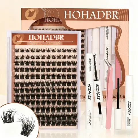 Lash Clusters Extensions Kit Eyelash Extension Kit Eye Lashes, with Bond Seal and Remover - Ultra-Thin Transparent Bands, get Buildable Volume and Length for Bold, Separated Lashes