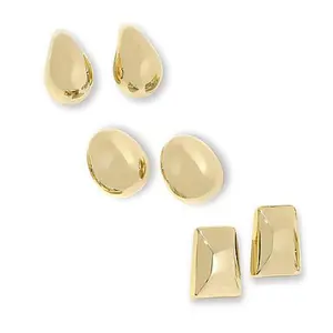 Bellezza Bronze Small Puffy Button Stud Earrings 3-piece Set