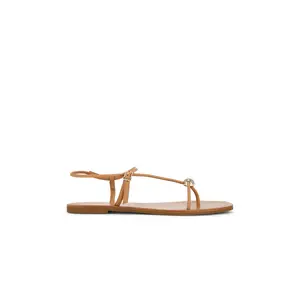 Loeffler Randall Lara Strappy Flat Sandal in Dune Nappa