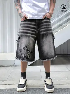 mens jeans Low Rise Raw Hem Denim Shorts