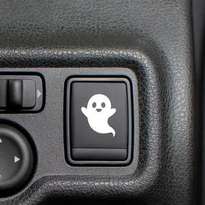 4PCS/SET Cute & Healing Enthusiast Exclusive Sticker, Suitable for Car Function Buttons/Motorcycle Switches/Luggage, Black-White Contrast Decal, Car Stickers, Inject a "Cute Ghost Cute & Healing Enthusiast" Exclusive Identity into Your Ride