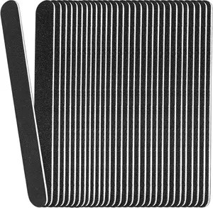 24 PCS Professional Nail Files 100/180 Grit, Double Sided Black Emery Boards for Acrylic & Natural Nails, Manicure Pedicure Tools and Nail Buffers