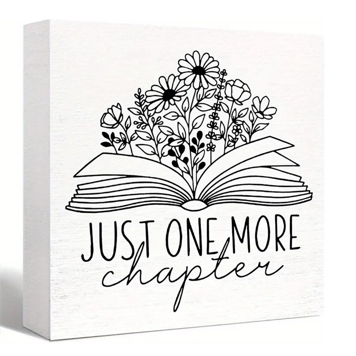 Wooden Book Design Plaque, 1 Count Just One More Chapter Letter Pattern Wooden Plaque, Reading Inspiration Plaque, Decorative Plaque, Home Decor for Book Lovers