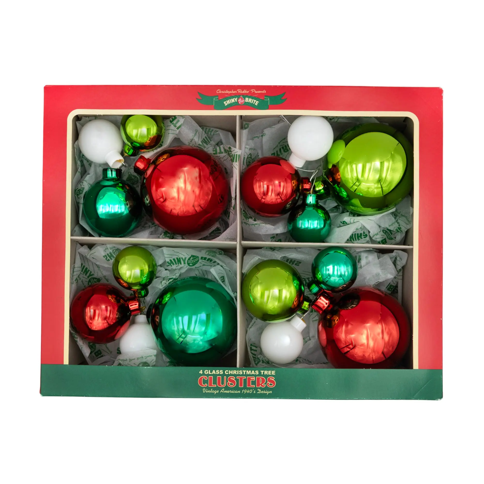 HOLIDAY SPLENDOR Round Christmas Decor Ornaments - 4-Count Clusters in 1.25in, 1.75in & 2.5in Sizes for Festive Home Decorations, Christmas Decorations