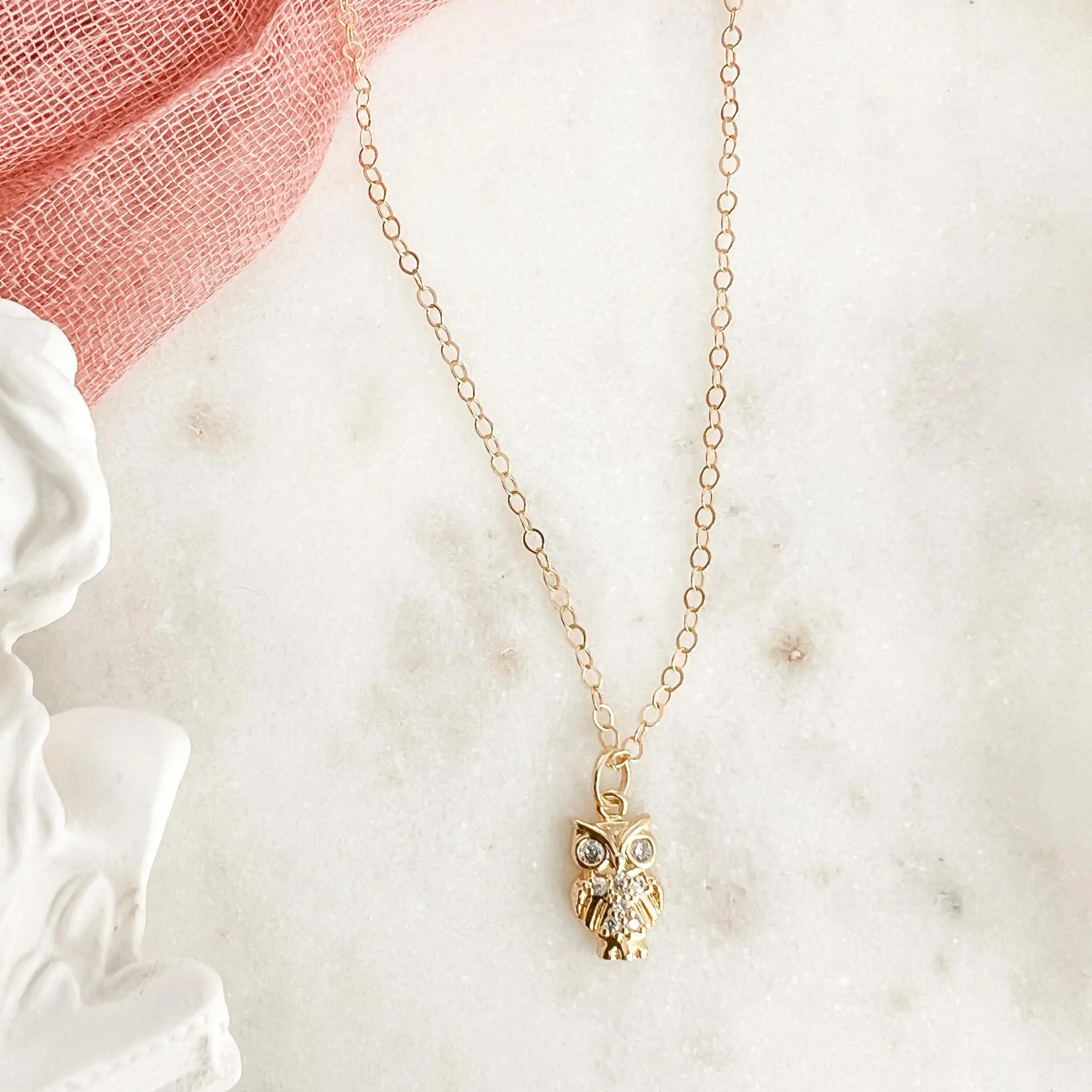 Owl of Athena Gold Filled Dainty Necklace