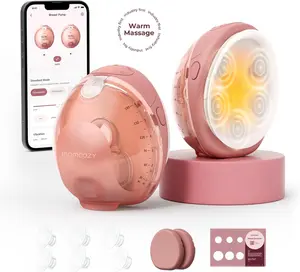 [Live Only] Momcozy Wellness 1 Wearable Breast Pump, Warm-Massage Hands-Free Pump with Heated Flange&Simulated Massage for Comfortable Breastfeeding&Let-Down, App-Controlled, 4 Modes 12 Levels, 180ml/6ozB