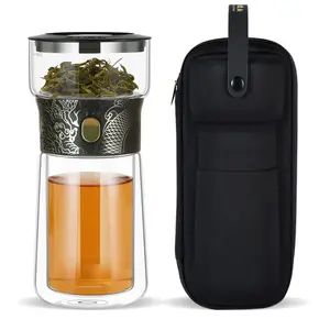 Cool Glass Teapot with Infuser, One Touch Tea Maker for Loose Tea Diffusers with Insulated Mug and Portable Tea Kits, Enchanted Teapot Alternatives for Tea Lover Gifts