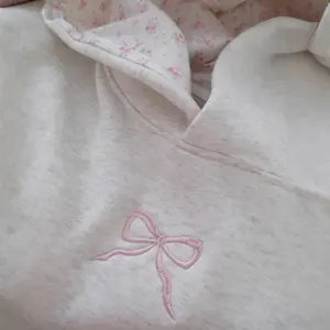 Retro Trendy New Cotton Simple Floral Letter Bow Pattern Gray Hooded