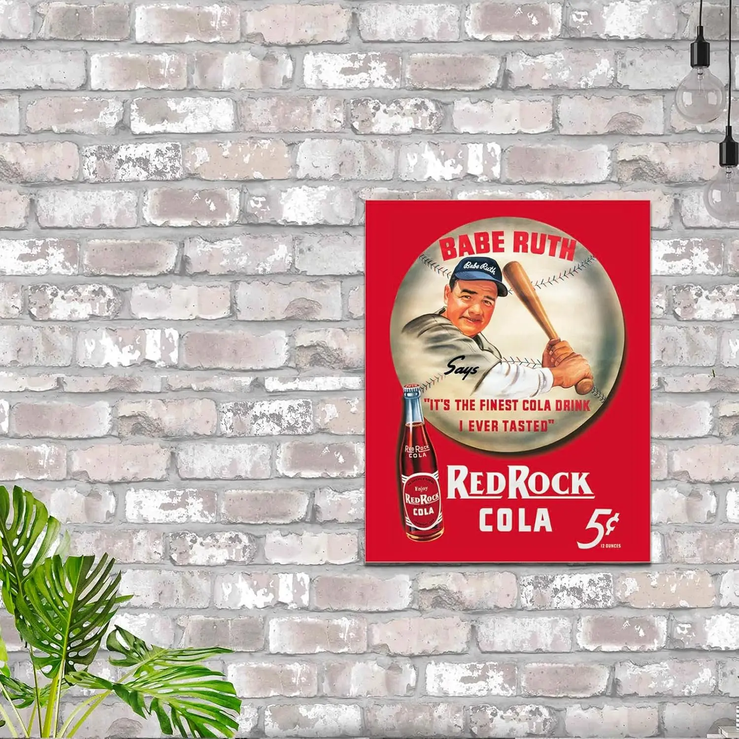 Babe Ruth Red Rock Cola Tin Sign - Nostalgic Vintage Metal Wall  display picture 1