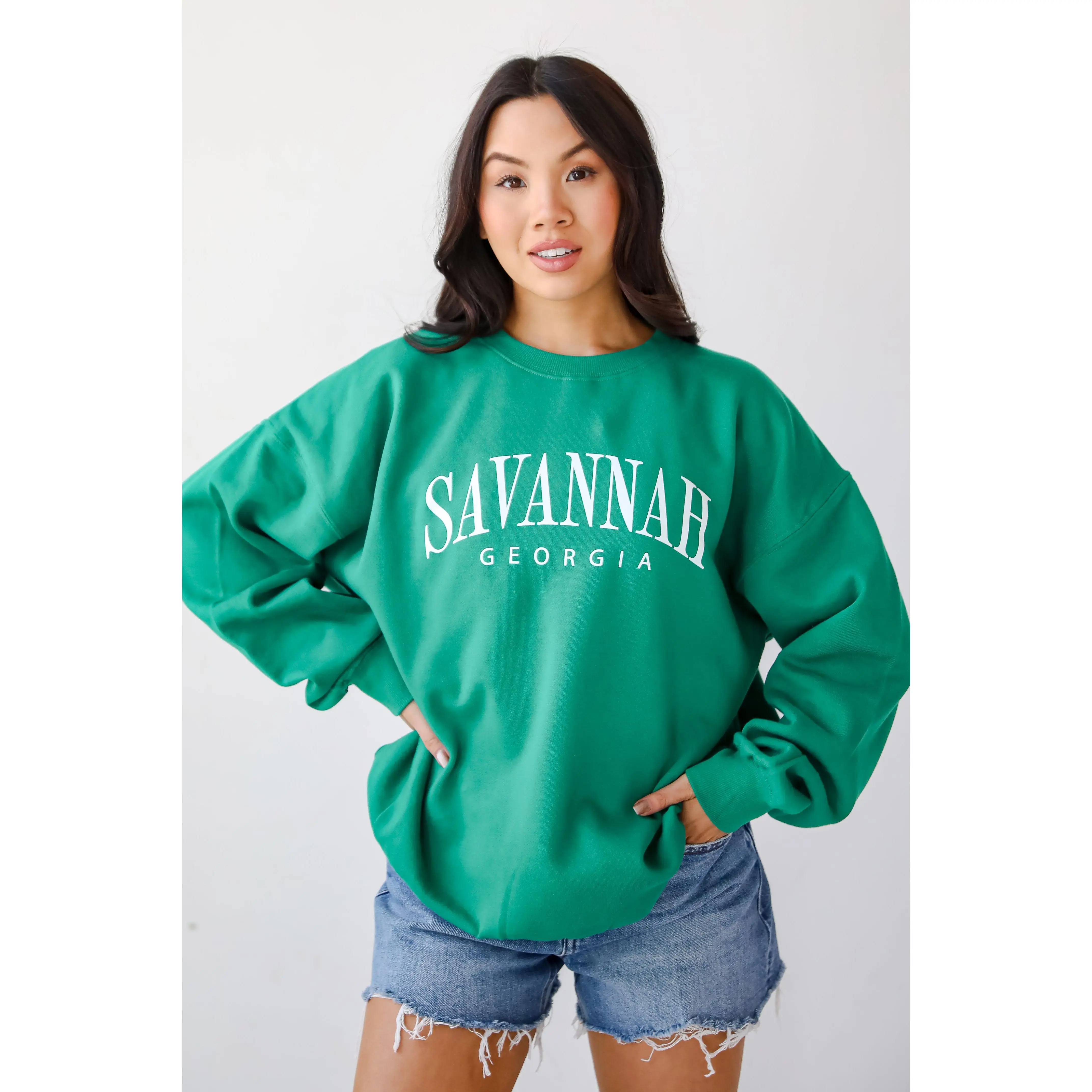 Green Savannah Georgia Block Letter Sweatshirt