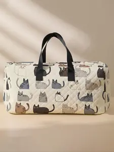 Cat Pattern Travel Bag, Large Capacity Travel Bag, Portable Overnight Bag, Fashionable Travel Bag, Yoga Training Bag, Crossbody Bag with Shoe Storage, Travel Duffle Bag