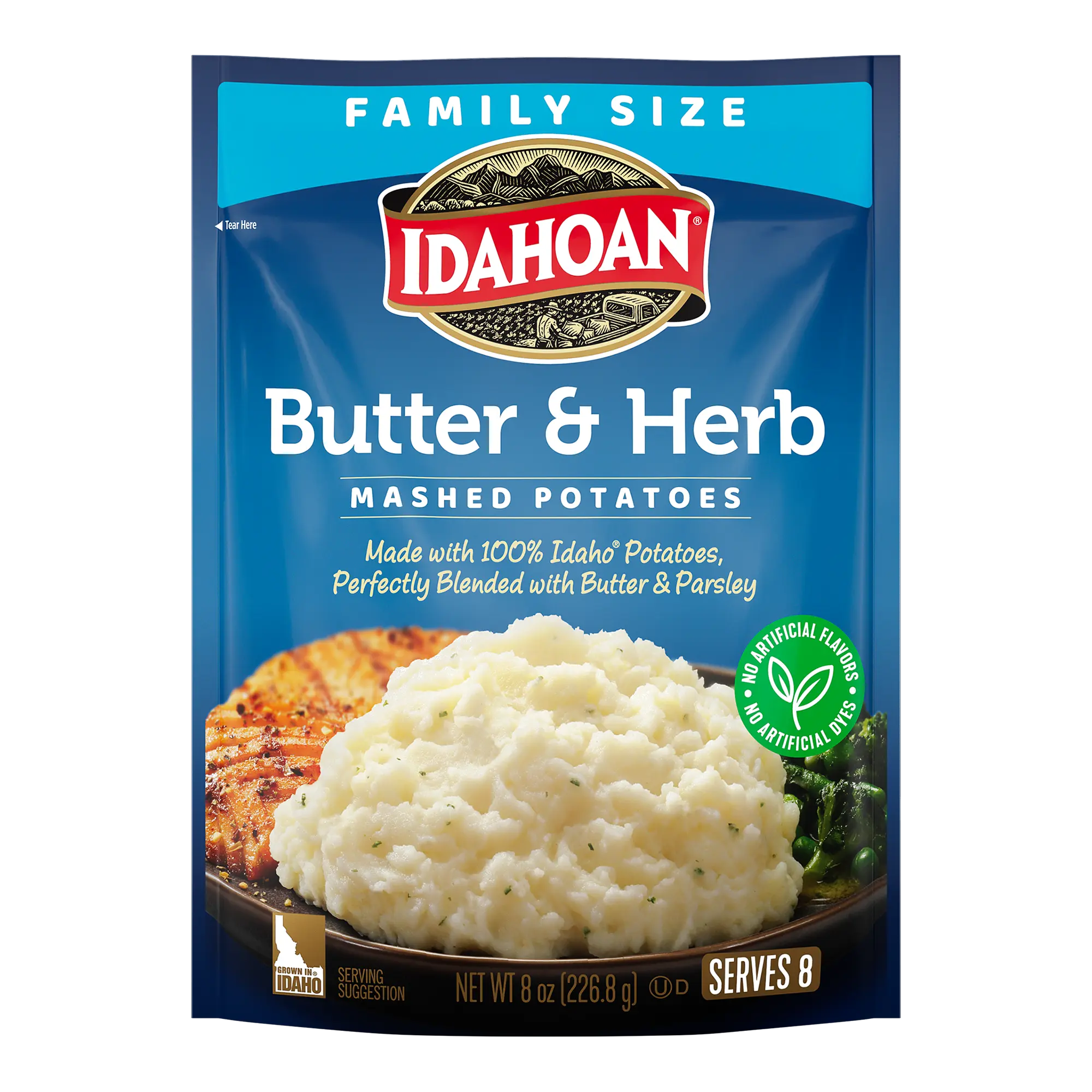 Idahoan Butter & Herb Mashed Potatoes Family Size, 8 oz, Pack of 8