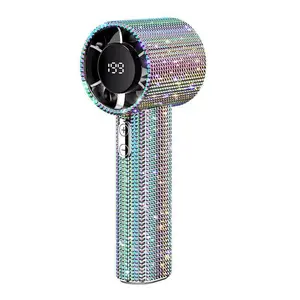 Diamond Handheld Fan High-Speed Portable USB-C Rechargeable Mini Fan 199 Levels with Digital Display and Adjustable Personal Fan Suitable for Indoor, Outdoor, and Travel
