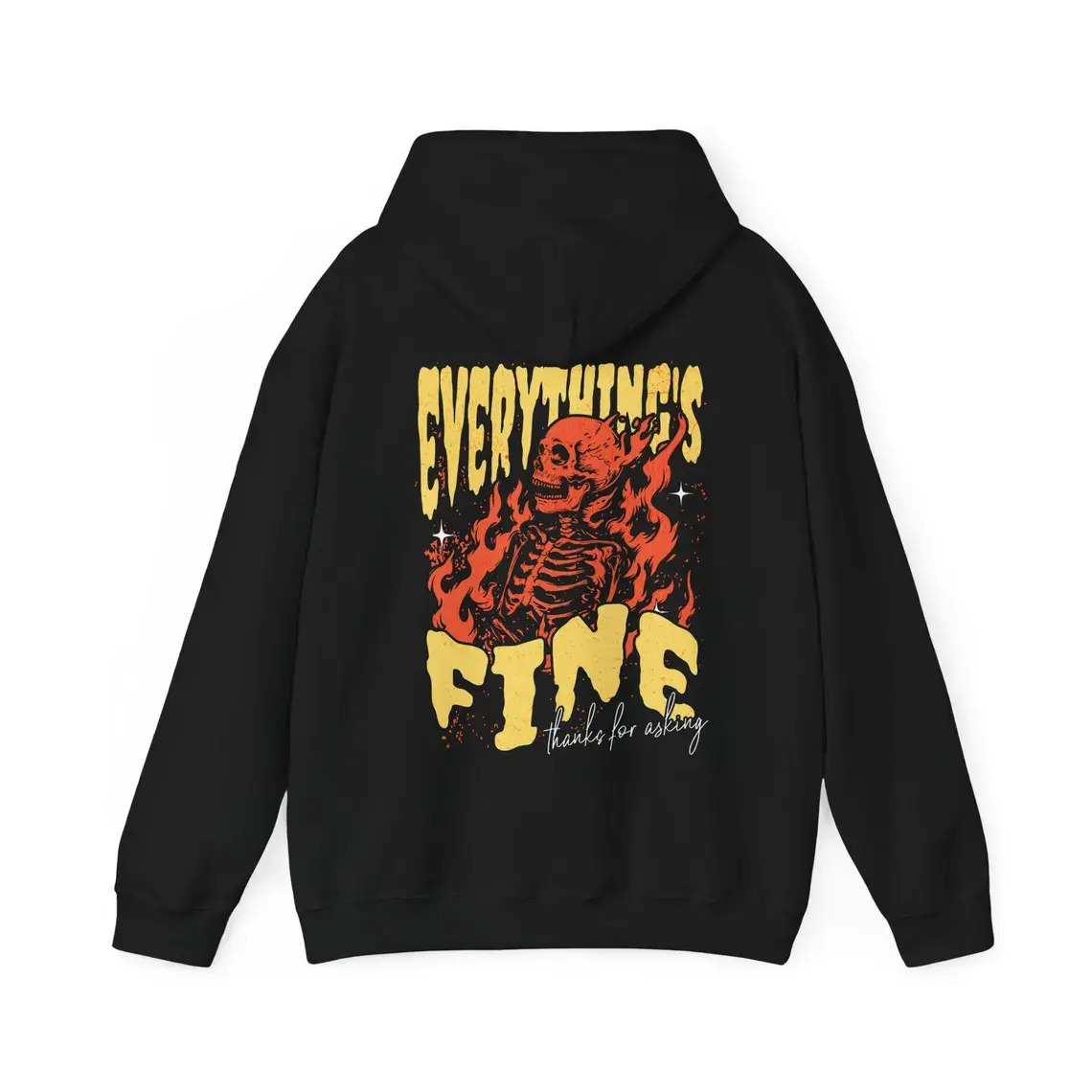 "Alles fein" Skeleton Hoodie, Streetwear Hoodie, Oversized Y2K Sweatshirt, Grunge Skull, Moto Edgy Rock 'n' Roll, Vintage Graphic, Unisex