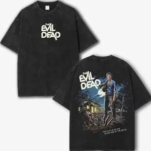 Unisex Cotton Retro Horror The Evil Dead Ash Williams Graphic Tee - Comfort Colors Casual Top, Halloween Gift Apparel for Fans G03