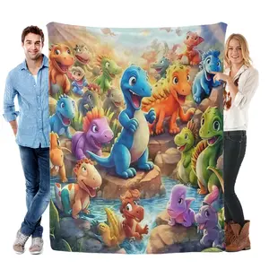 Cartoon Dinosaur Flannel Blanket  Soft Funny Throw Blanket Cozy Lightweight Plush Portable Cover Blanket For Sofa,Warm Gift For Birthday,Christmas,Multiple Blankets