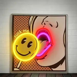 Wall-Mounted Neon Light, Dimmable LED Sign, Acrylic Material, USB Powered, Fun Smiley Face, Party Decor, Bar, Store, Event, Led Neon Lights