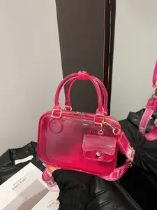 1pc Ladies' transparent jelly square handbag, summer fresh style, mini size paired with matching small bag, suitable for beach vacation and daily casual wear