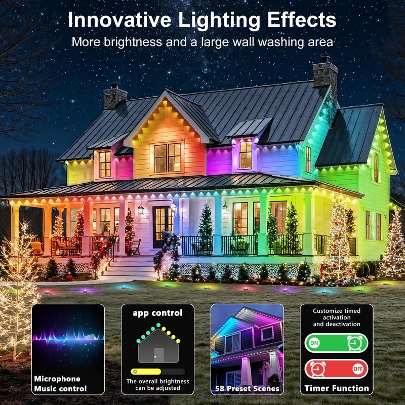 Permanent Outdoor Lights Waterproof with Smart App Control Remote,DIY Scene Modes,Music Sync hronization,Eaves Lights for Garden Decor,Deck,Christmas
