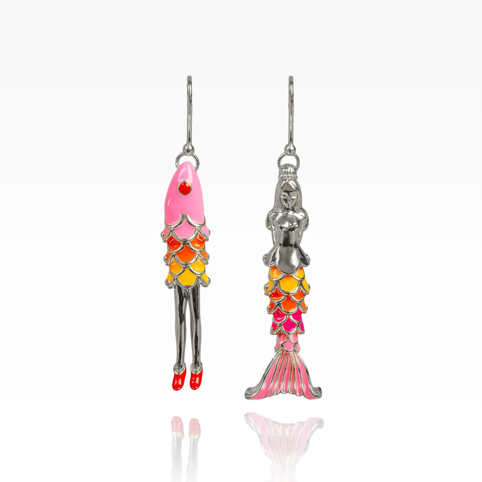 Mermaid Sisters Earrings "Tropical" - Silver