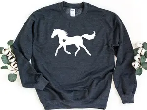 Horse Sweatshirt, Horse Lover Gift, Horse Sweater, Horse Owner Gift, Cute Horse Pullover Sweater, Equestrian Gift