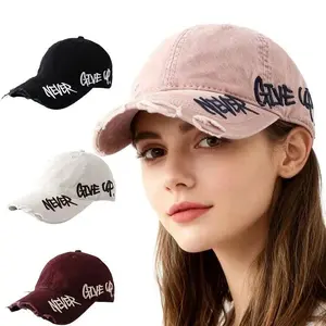 FringeFlutterDistressed American Style Baseball Cap | Side Embroidery, Curved Brim, Vintage Streetwear Hat for Everyday Wear