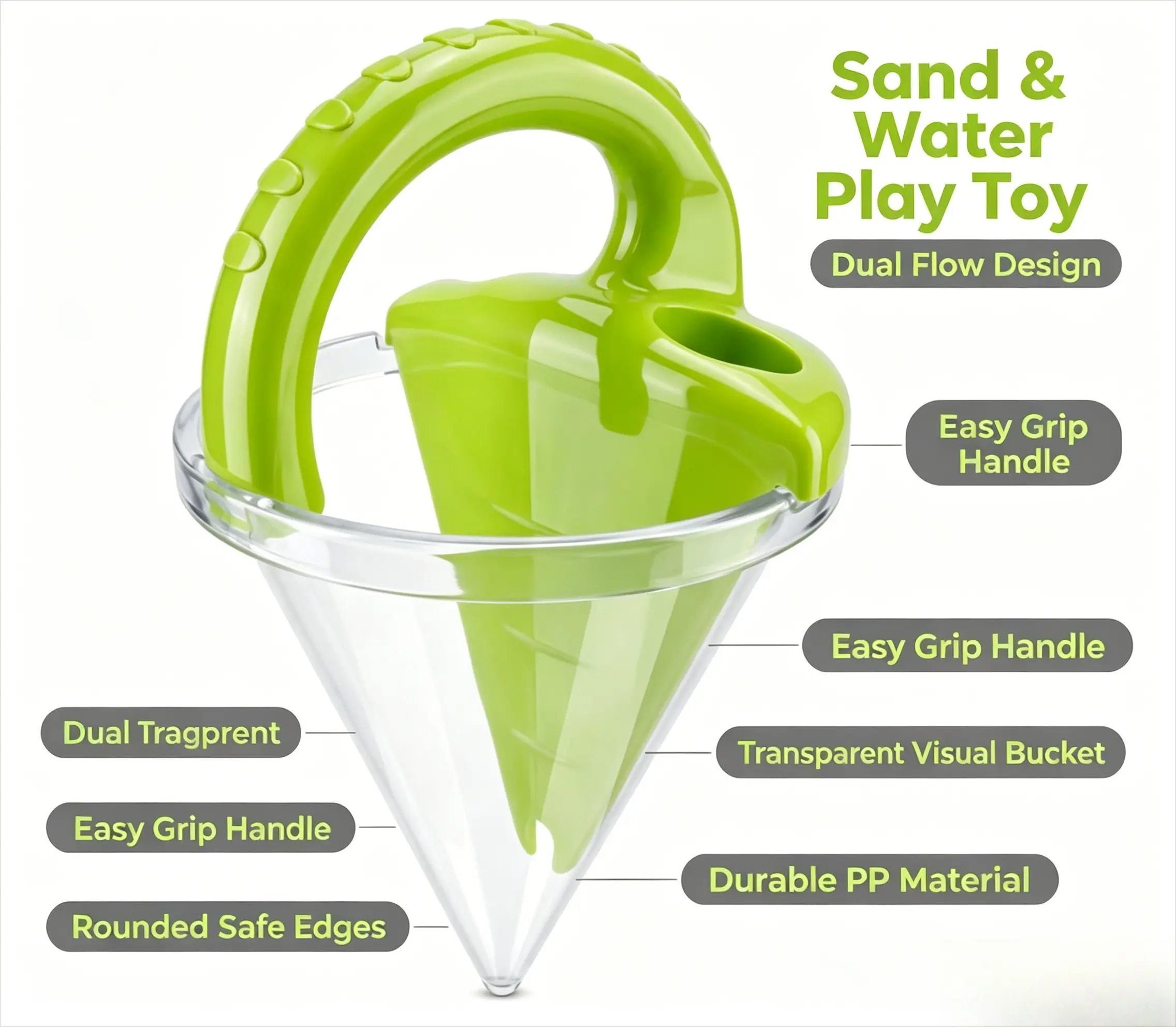 Kids Cone Sand Water Mixing Play Set, For Outdoor Beach Backyard And Sandpit Use, Portable Handheld Sand Toy With Transparent Storage Cone, For Sand Shaping, Water Pouring And Sensory Developmental Play