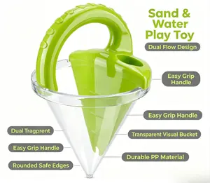 Kids Cone Sand Water Mixing Play Set, For Outdoor Beach Backyard And Sandpit Use, Portable Handheld Sand Toy With Transparent Storage Cone, For Sand Shaping, Water Pouring And Sensory Developmental Play