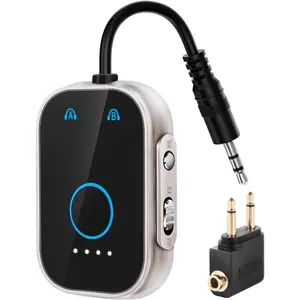 53 bluetooth transmitter receiverlow latency 2in1 airplane bluetooth adapter for airplanes tv pc gym switchsupports to 2 airpodsheadphonesbluetooth receiver for carhome stereo