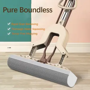 Sponge Mop, Foldable Water Squeezing Design, Efficient Floor Cleaning Tool, Absorbent Cotton Pad, Ideal for Quick and Easy Cleanup