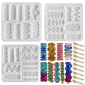 13 Pcs Hair Clip Making Tool Set,Including 3 Silicone Hairpin Molds for Epoxy Resin Casting and 10 Hair Pins,Ideal for Jewellery Making,Christmas Party Gifts,Hand Tools Kits