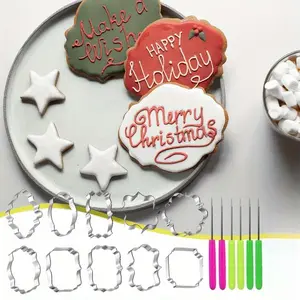 Frame Cookie Cutters 10 Shapes with 6 Cookie Scribes, Plaque Fondant Dough Cutters Baking Tools Kitchen Accessories for Home Daily Holiday Party