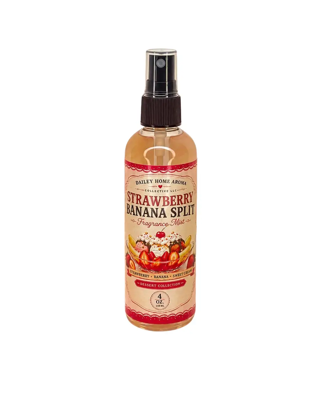 Strawberry Banana Split Fragrance Mist 4 oz  Sweet Strawberry, Banana & Vanilla Dessert Body Spray