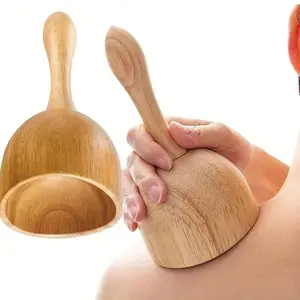 1pc Wooden Handheld Massage Cup, Wooden Swedish Cup, Lymphatic Drainage Massage Tool, Wood Trigger Point, for Body Massage Gua Sha