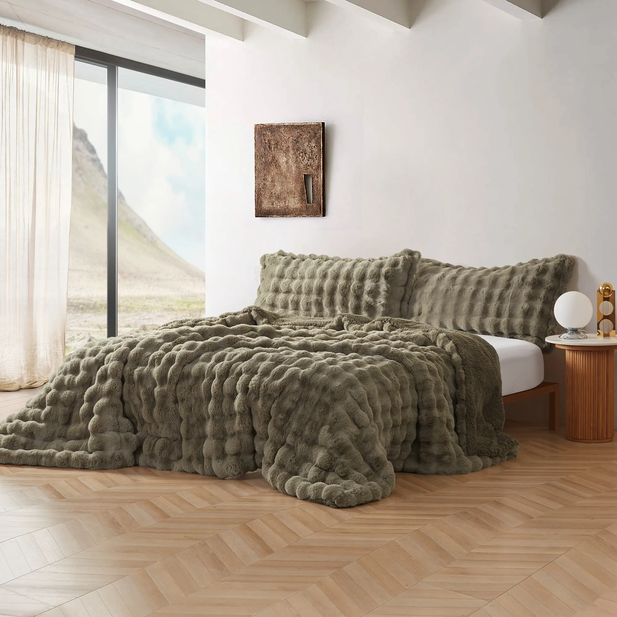 Snowball Chunky Bunny - Coma Inducer Oversized Comforter Set - Olive Earth