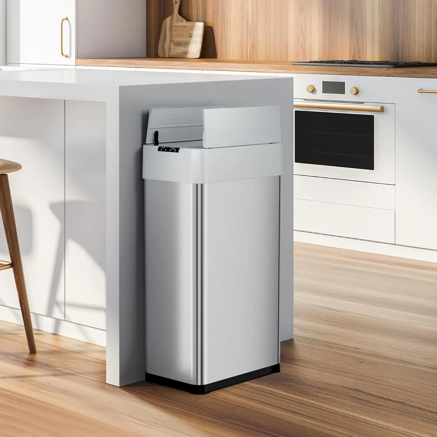 MAMIZO Automatic Trash Can, 13.2/16/18.5/21.1Gal Touchless Motion Sensor Trash Bin, Smart Garbage Can with Soft-Close Lid, Bag Retainer Ring and Display Light,for Kitchen,Living Room Office
